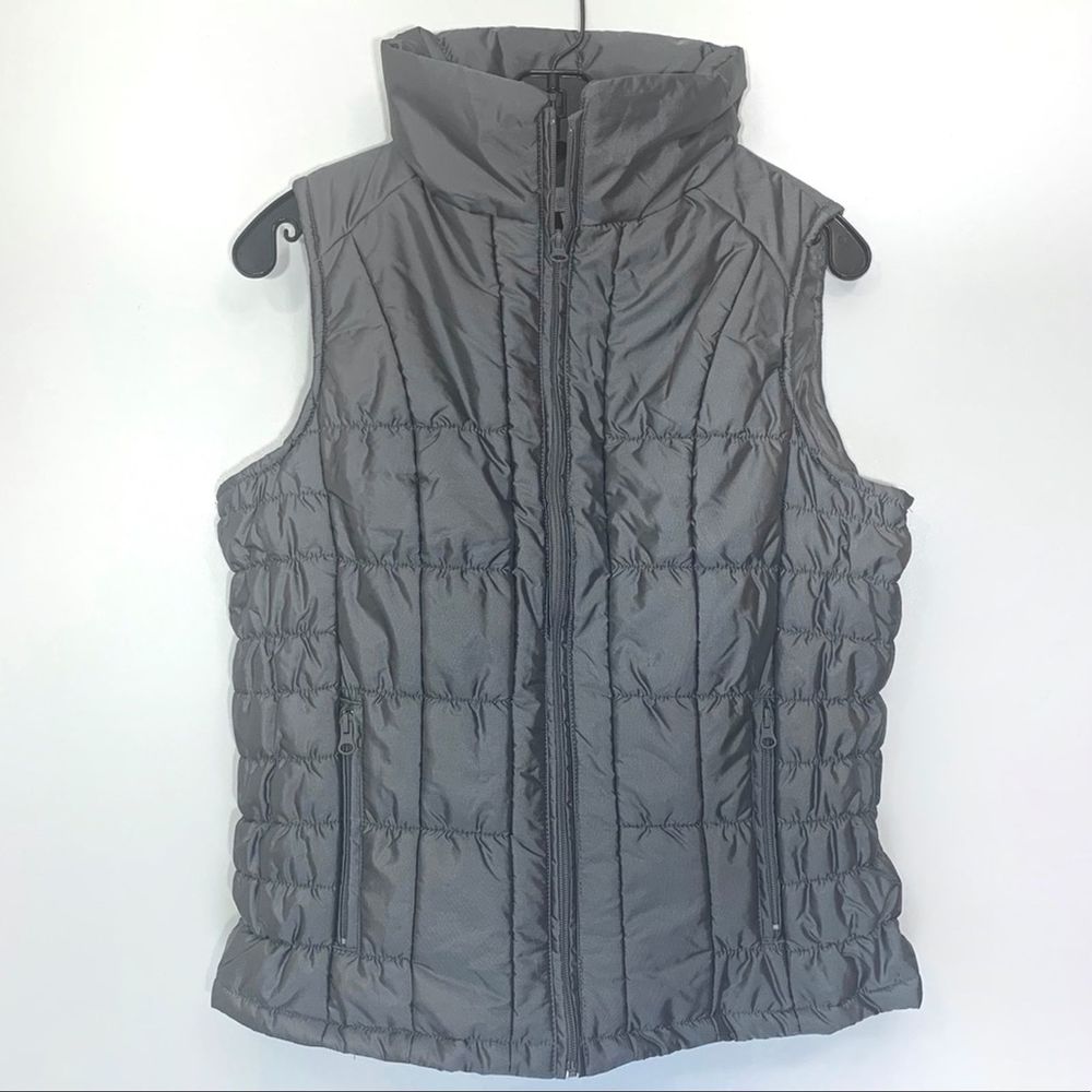New York & Company Silver Puffer Vest Size M